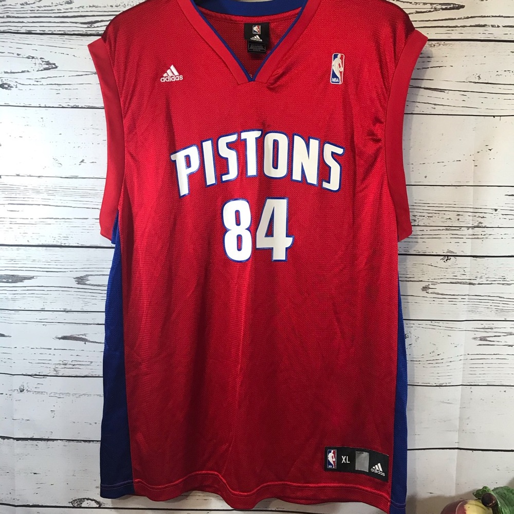 Vintage Chris Webber #84 Detroit Pistons Adidas Jersey Adult XL Red